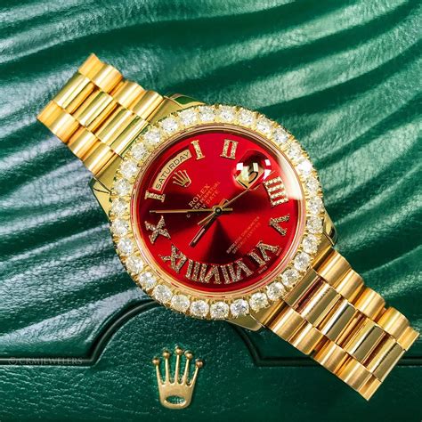 rolex with red face|rolex red face with diamonds.